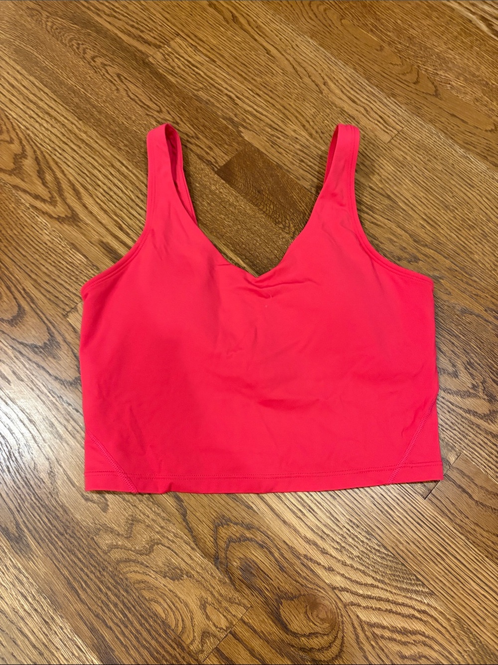 Amazon Women’s Seamless V-Neck Crop Bralette - Bright Coral